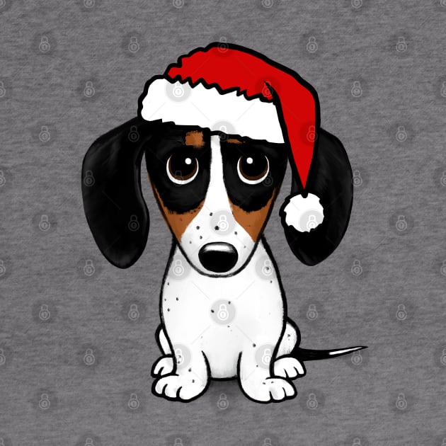 Piebald Dachshund with Santa Hat Cute Wiener Dog Christmas by Coffee Squirrel